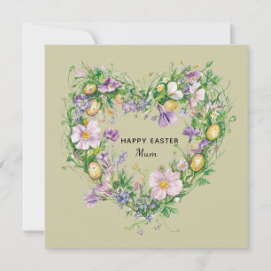 Floral Heart Easter Card for Mom