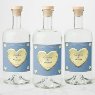 Floral Heart Elegant Wedding Party Liquor Bottle Label