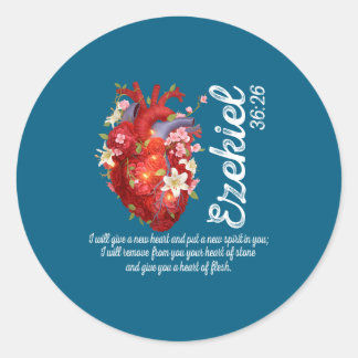 Floral Heart Ezekiel 36 26 Classic Round Sticker