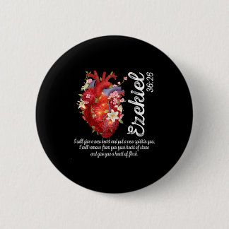 Floral Heart Ezekiel 36_26 Heart Of Flesh Christia Button