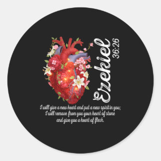 Floral Heart Ezekiel 36_26 Heart Of Flesh Christia Classic Round Sticker