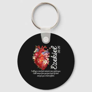 Floral Heart Ezekiel 36_26 Heart Of Flesh Christia Keychain