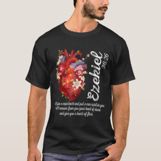 Floral Heart Ezekiel 36_26 Heart Of Flesh Christia T-Shirt