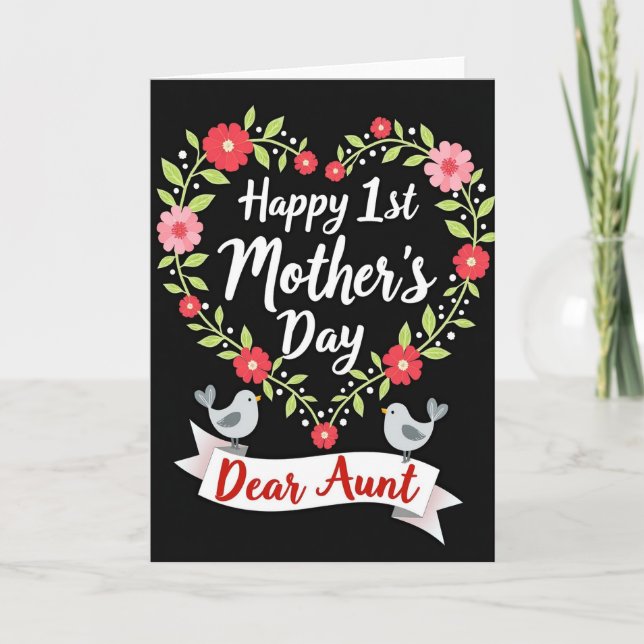 Floral Heart First Mothers Day Card (Front)