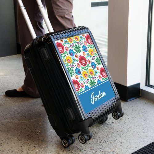 Floral Heart Folk Art Pattern  Add Your Name Luggage