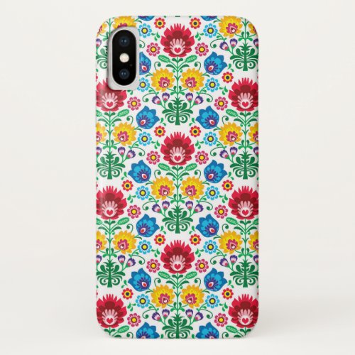 Floral Heart Folk Art Pattern iPhone XS Case