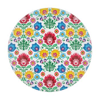 Floral Heart Folk Art Pattern Cutting Board by trendzilla at Zazzle
