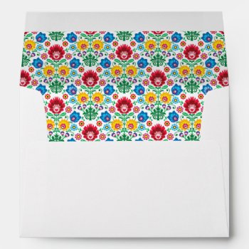 Floral Heart Folk Art Pattern Envelope by trendzilla at Zazzle