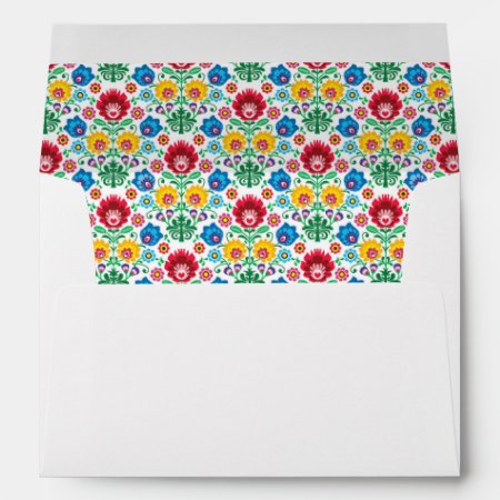 Floral Heart Folk Art Pattern Envelope