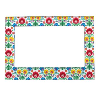 Floral Heart Folk Art Pattern Magnetic Frame by trendzilla at Zazzle
