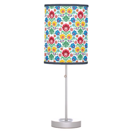 Floral Heart Folk Art Pattern Table Lamp
