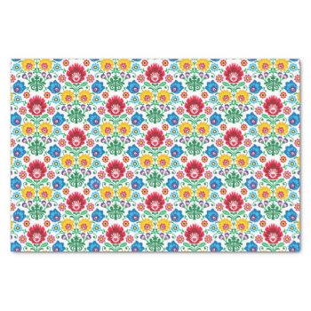 Floral Heart Folk Art Pattern Tissue Paper by trendzilla at Zazzle