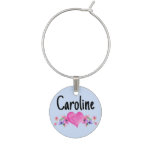 Floral Heart Galentine’s Party Personalized  Wine Charm