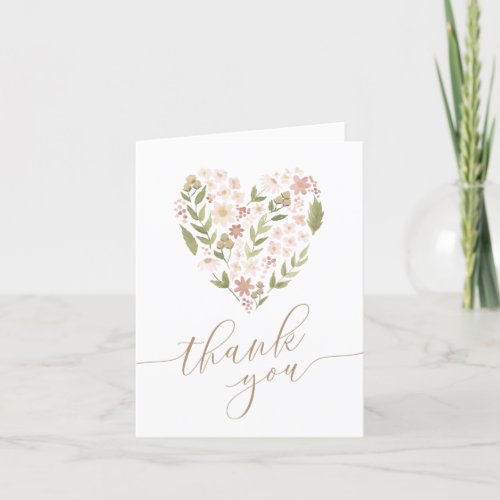 Floral Heart Girl Baby Shower Thank You Card