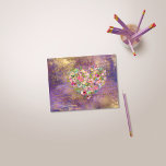 Floral Heart Gold Antique Handwriting Postcard