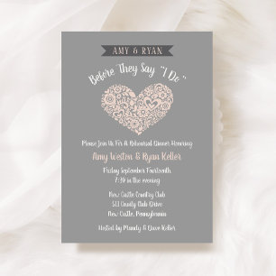 Floral Heart Gray Blush Rehearsal Dinner