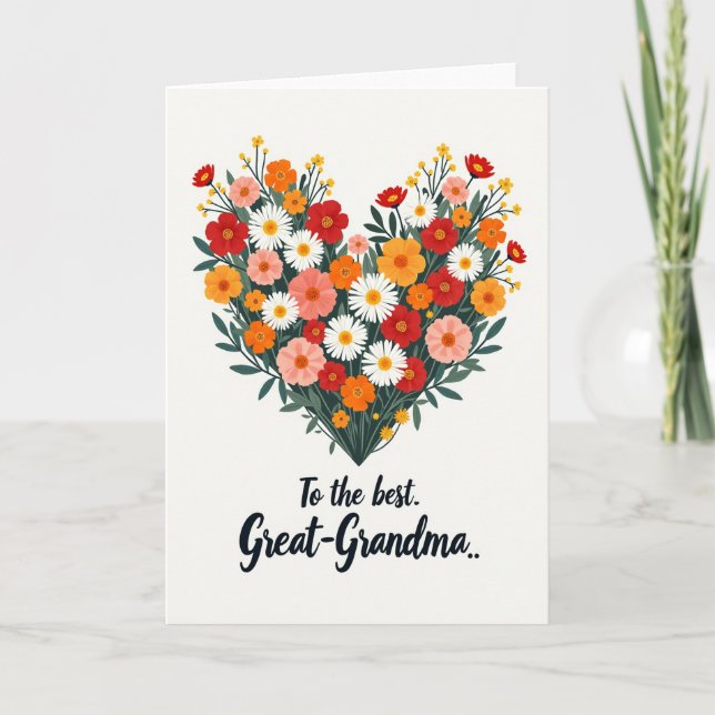 Floral Heart Great Grandma Card (Front)