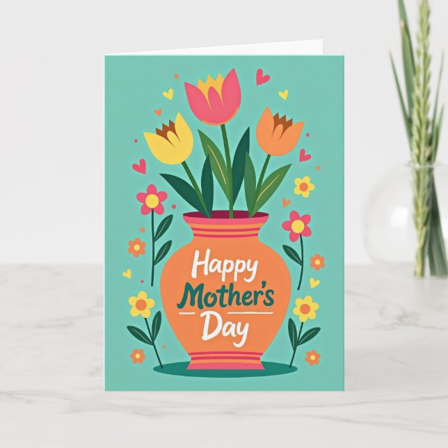 Floral Heart Happy Mothers Day Card (Front)
