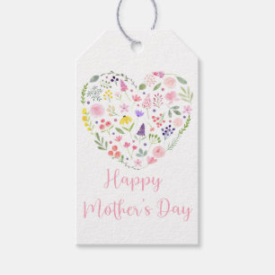 Floral Heart Happy Mother's Day Gift Tags