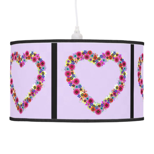 Floral Heart in Lavender Hanging Lamp (Left)