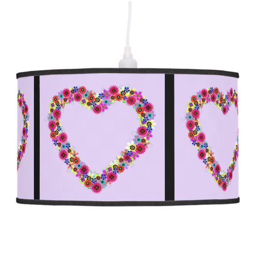 Floral Heart in Lavender Hanging Lamp (Right)