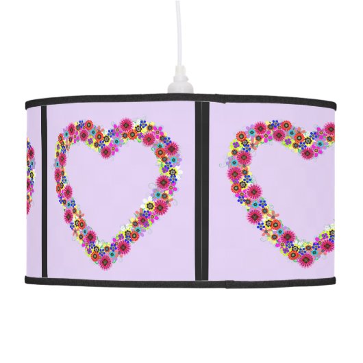 Floral Heart in Lavender Hanging Lamp (Back)