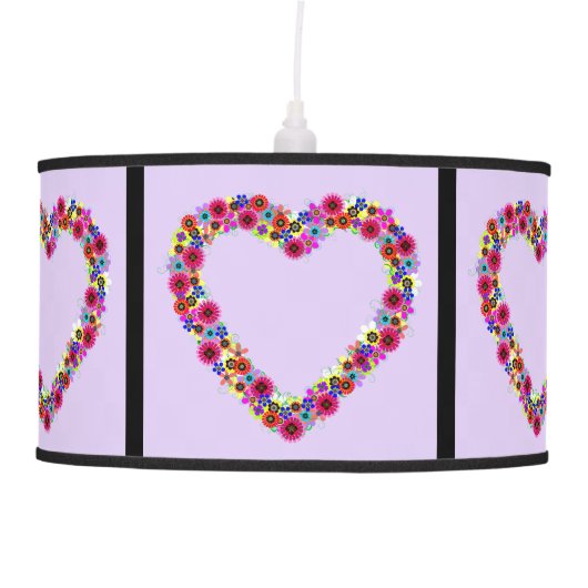 Floral Heart in Lavender Hanging Lamp (Front)