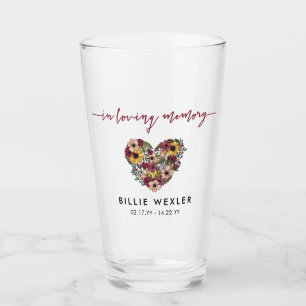 Floral Heart In Loving Memory Memorial Keepsake Glass