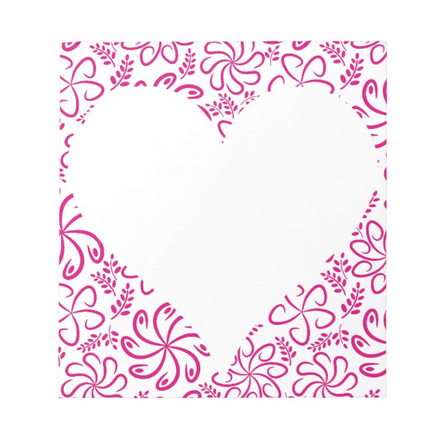 Floral heart in pink white with a name notepad (Front)