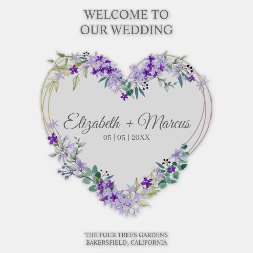 Floral Heart in Purple for Welcome Guests Wedding Sticker