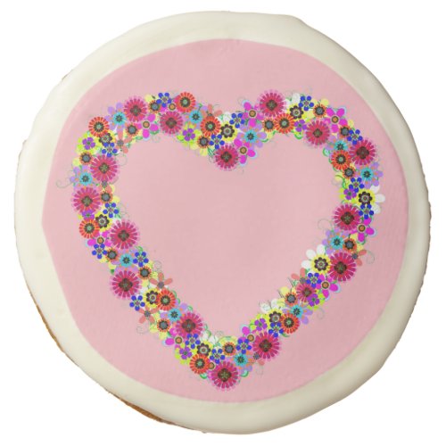 Floral Heart in Rose Pink Sugar Cookie