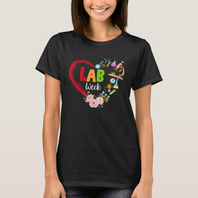 Floral Heart Lab Week 2023 Medical Laboratory Tech T-Shirt (Front)