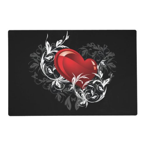 Floral Heart Laminated Placemat