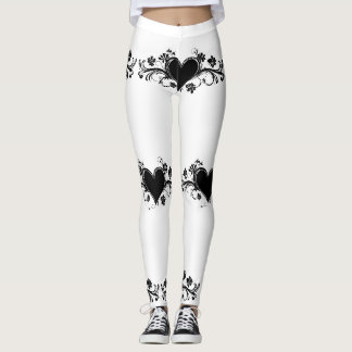 Floral heart leggings