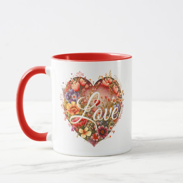 Floral Heart Love Mug (Left)