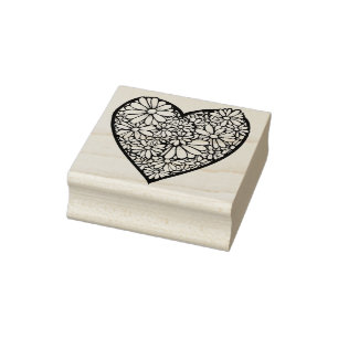 Floral Heart LOVE Rubber Stamp