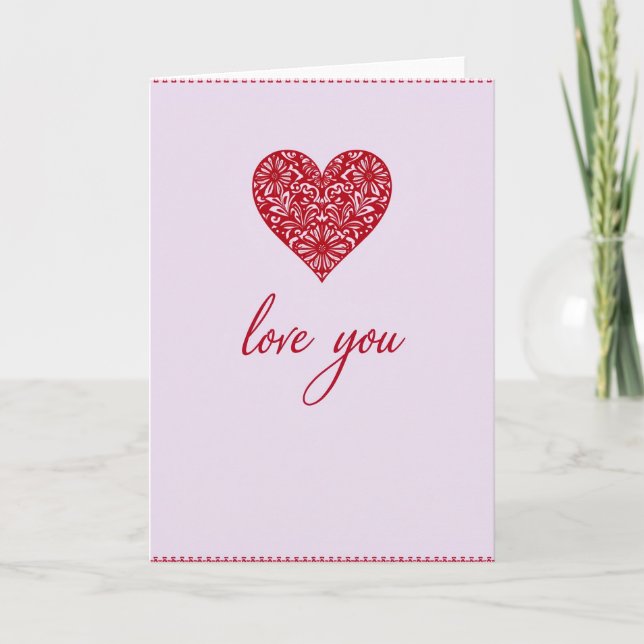 Floral Heart Love You Card (Front)