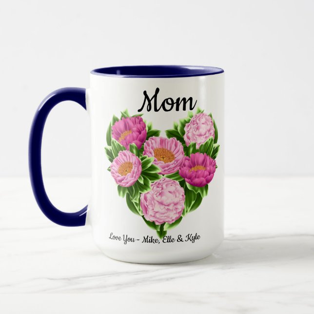 Floral Heart Love You Mom Mug – Mother's Day Gift (Left)