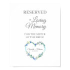 Floral Heart Loving Memory Reserved Seat