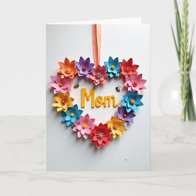 Floral Heart Moms Day Card (Front)