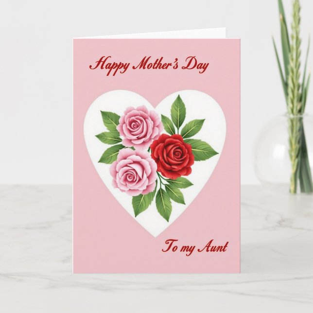 Floral Heart Mothers Day Rose Card (Front)