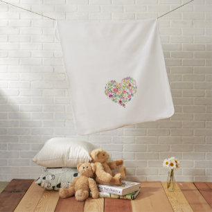 Floral heart New Baby Girl Pink Harlequin Sweet Blanket