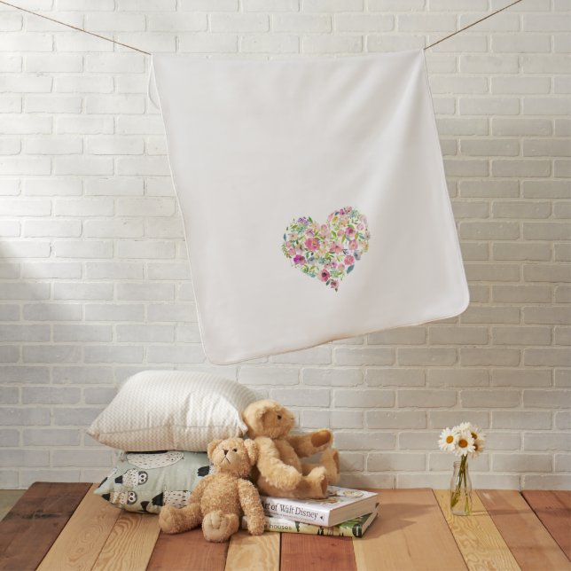 Floral heart New Baby Girl Pink Harlequin Sweet Blanket (In Situ)