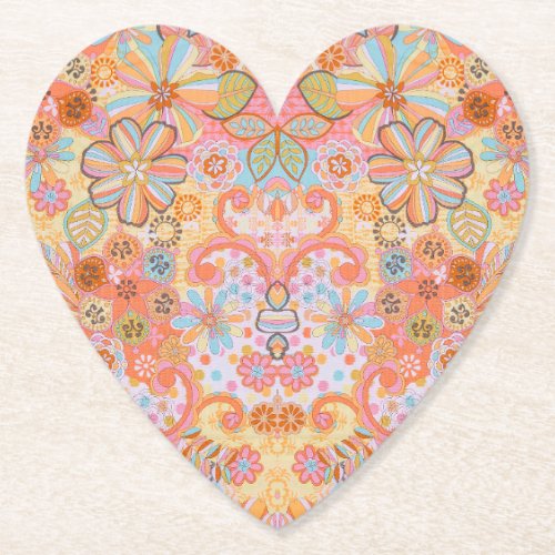 Floral Heart Paper Party Coasters