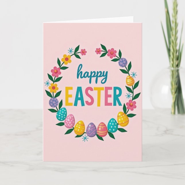 Floral Heart Pattern Easter Card (Front)