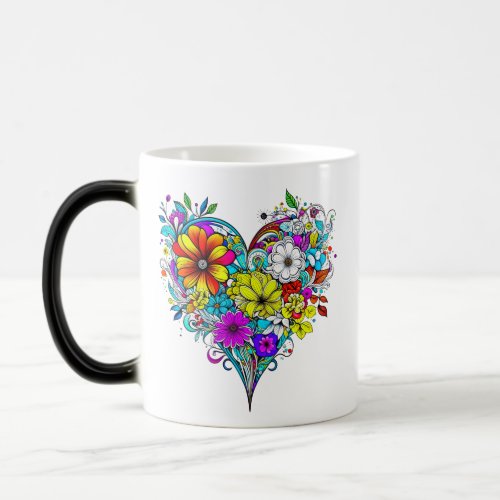 Floral Heart Personalized Magic Mug
