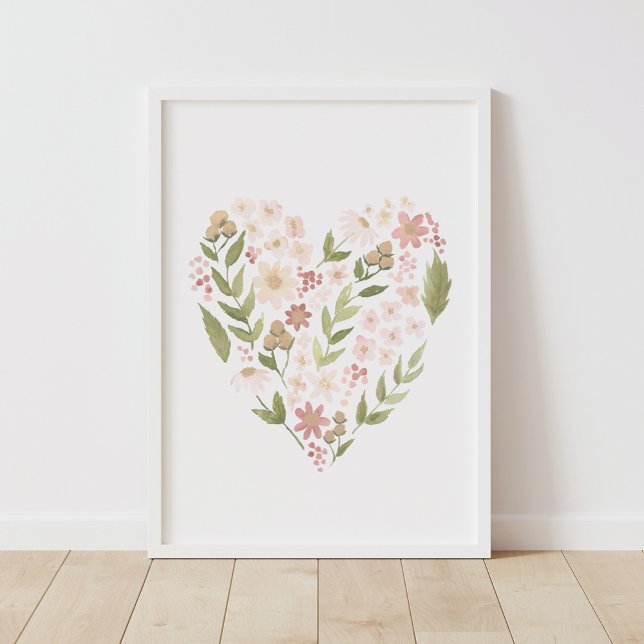 Floral Heart Pink Neutral Girl Nursery Decor (Creator Uploaded)