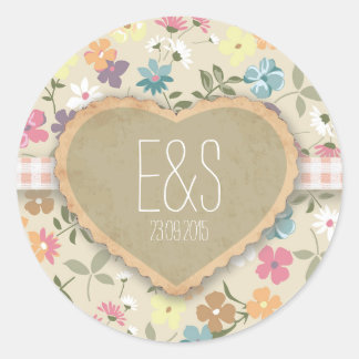 Floral Heart Print Wedding Invitation Stickers