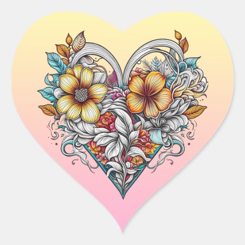 Floral Heart Romantic Heart Sticker