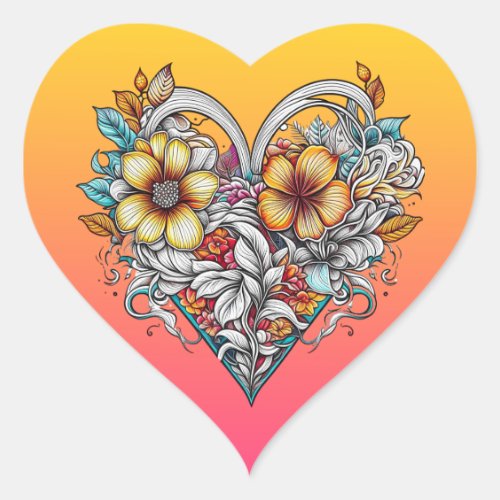 Floral Heart Romantic Heart Sticker